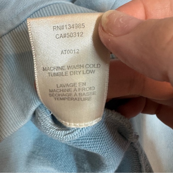 For Love & Lemons Harper Crop Hoodie Blue V Neck Drawstring Sweatshirt Size M‎ - Picture 12 of 13